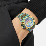 Versace Icon Active Chronograph Blue Dial Green Rubber Strap Watch For Men - VEZ701322 Authentic Buy Shop Now