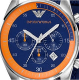 Emporio Armani Chronograph Blue Dial Blue Rubber Strap Watch For Men - AR5864 Authentic Buy Shop Now