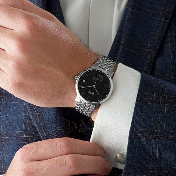 Hugo Boss Officer Black Dial Silver Steel Strap Watch for Men - 1513614 Authentic Buy Shop Now