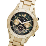 Marc Jacobs Rock Chronograph Black Dial Gold Steel Strap Watch for Women - MBM3253 Authentic Buy Shop Now