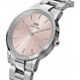 Daniel Wellington Iconic Pink Dial Silver Steel Strap Watch For Women - DW00100325 Authentic Buy Shop Now