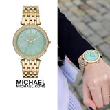 Michael Kors Darci Analog Mother of Pearl Green Dial Gold Steel Strap Watch For Women - MK3498 Authentic Buy Shop Now