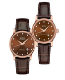 Mido Baroncelli III Automatic Diamonds Brown Dial Brown Leather Strap Watch For Women - M7600.3.64.8 Authentic Buy Shop Now