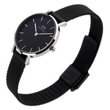 Daniel Wellington Petite Ashfield Black Dial Black Mesh Strap Watch For Women - DW00100246 Authentic Buy Shop Now