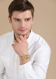 Guess Analog Chronograph Gold Dial Gold Steel Strap Watch for Men - W0075G5 Authentic Buy Shop Now