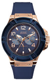 Guess Rigor Blue Dial Blue Silicone Strap Watch For Men - W0247G3 Authentic Buy Shop Now