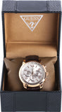 Guess Horizon Quartz Champagne Dial Brown Leather Strap Watch For Women - W0380G4 Authentic Buy Shop Now