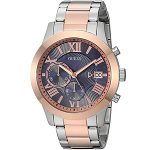 Guess Atlas Chronograph Blue Dial Two Tone Steel Strap Watch for Men - W0668G6 Authentic Buy Shop Now