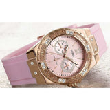 Guess Rose Gold Dial with Diamonds Pink Rubber Strap Watch For Women - W1053L3 Authentic Buy Shop Now