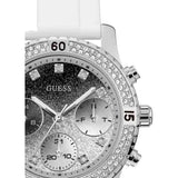 Guess Confetti Crystal Black Dial White Silicone Strap Watch For Women - W1098L1 Authentic Buy Shop Now