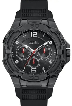 Guess Genesis Quartz Black Dial Black Silicone Strap Watch For Men - W1254G2 Authentic Buy Shop Now