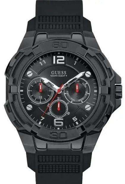 Guess Genesis Quartz Black Dial Black Silicone Strap Watch For Men - W1254G2 Authentic Buy Shop Now