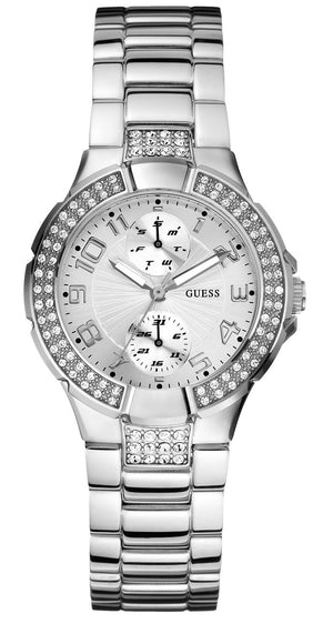 Guess Mini Prism Diamonds Silver Dial Silver Steel Strap Watch for Women - W12638L1 Authentic Buy Shop Now