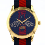 Gucci G Timeless Bee Red & Blue Dial Red Two Tone Nylon Strap Watch For Men - YA1264061 Authentic Buy Shop Now