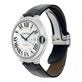 Cartier Ballon Bleu de Cartier Silver Dial Black Leather Strap Watch for Men - WSBB0026 Authentic Buy Shop Now