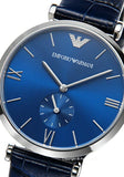 Emporio Armani Gianni T Bar Quartz Blue Dial Blue Leather Strap Watch For Men - AR11300 Authentic Buy Shop Now