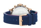 Tommy Hilfiger Bank Multifunction Quartz White Dial Blue Rubber Strap Watch for Men - 1791778 Authentic Buy Shop Now