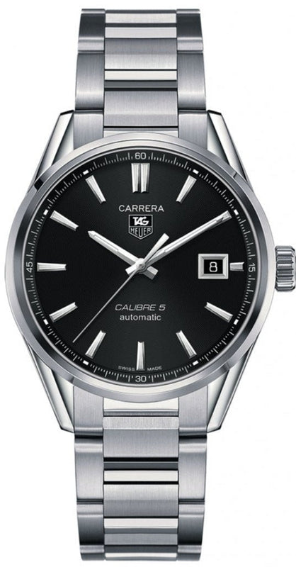 Tag Heuer Carrera Automatic Black Dial Silver Steel Strap Watch for Men - WAR211A.BA0782 Authentic Buy Shop Now