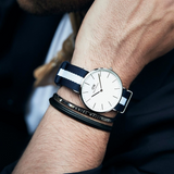 Daniel Wellington Classic Glasgow White Dial Two Tone NATO Strap Watch for Men - DW00100004 Authentic Buy Shop Now