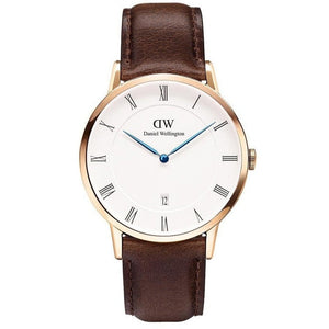 Daniel Wellington Dapper Bristol White Dial Brown Leather Strap Watch For Men - DW00100086 Authentic Buy Shop Now