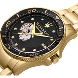 Maserati SFIDA Black Dial Yellow Gold Toned Watch For Men - R8823140003 Authentic Buy Shop Now