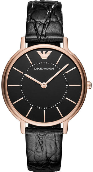Emporio Armani Kappa Quartz Black Dial Black Leather Strap Watch For Women - AR11064 Authentic Buy Shop Now