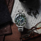 Seiko Prospex GMT Divers Automatic Marine Green Dial Silver Steel Strap Watch For Men - SPB381J1 Authentic Buy Shop Now
