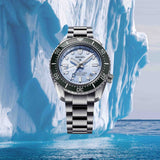 Seiko Prospex Limited Edition Automatic GMT Glacier Blue Dial Silver Steel Strap Watch For Men - SPB385J1 Authentic Buy Shop Now