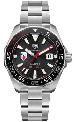 Tag Heuer Aquaracer Automatic Match Timer Black Dial Silver Steel Strap Watch for Men - WAY201G.BA0927 Authentic Buy Shop Now