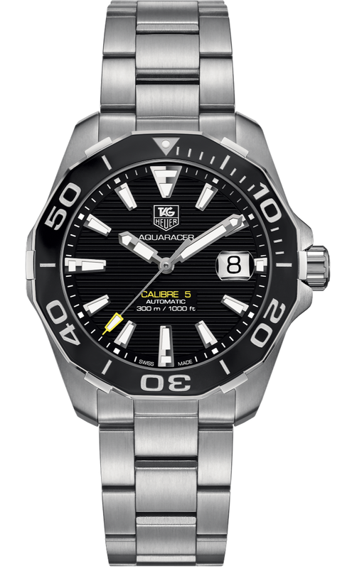 Tag Heuer Aquaracer Automatic Black Dial Silver Steel Strap Watch for Men - WAY211A.BA0928 Authentic Buy Shop Now