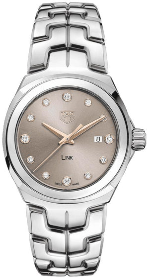 Tag Heuer Link Quartz Brown Dial Silver Steel Strap Watch for Women - WBC131E.BA0649 Authentic Buy Shop Now