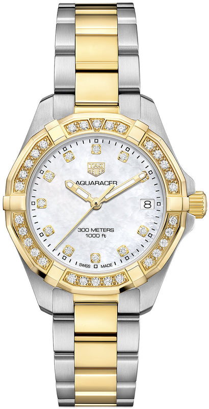 Tag Heuer Aquaracer Diamonds Mother of Pearl Dial Two Tone Steel Strap Watch for Women - WBD1323.BB0320 Authentic Buy Shop Now