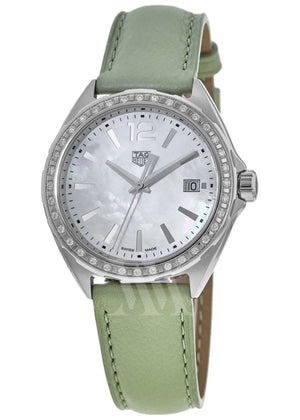 Tag Heuer Formula 1 Quartz Diamonds Mother of Pearl Dial Green Leather Strap Watch for Women - WBJ131A.FC8249 Authentic Buy Shop Now