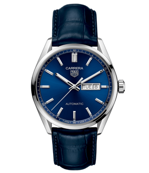 Tag Heuer Carrera Day Date Blue Dial Blue Leather Strap Watch for Men - WBN2012.FC6502 Authentic Buy Shop Now