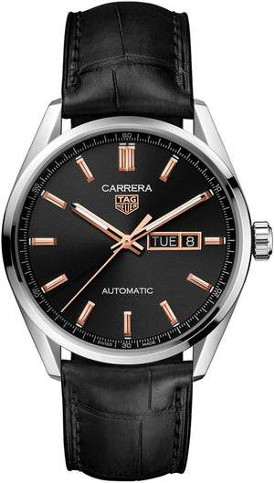 Tag Heuer Carrera Day Date Black Dial Black Leather Strap Watch for Men - WBN2013.FC6503 Authentic Buy Shop Now