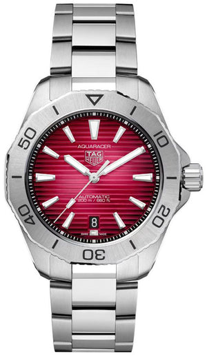 Tag Heuer Aquaracer Professional 200 Automatic Red Dial Silver Steel Strap Watch for Men - WBP2114.BA0627 Authentic Buy Shop Now