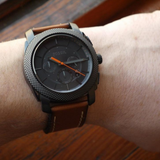 Fossil Machine Chronograph Black Dial Brown Leather Strap Watch for Men - FS5234 Authentic Buy Shop Now