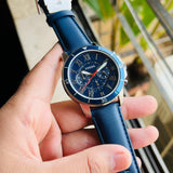 Fossil Grant Chronograph Blue Dial Blue Leather Strap Watch for Men - FS5373 Authentic Buy Shop Now