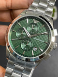 Emporio Armani Paolo Chronograph Green Dial Silver Steel Strap Watch For Men - AR11529 Authentic Buy Shop Now