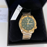 Seiko 5 Sports HUF Limited Edition Green Dial Gold Steel Strap Watch For Men - SRPJ20 Authentic Buy Shop Now