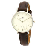 Daniel Wellington Classic Petite White Dial Brown Leather Strap Watch For Women - DW00100239 Authentic Buy Shop Now