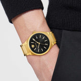 Versace V-Auria Quartz Black Dial Gold Steel Strap Watch for Men - VE0F00525 Authentic Buy Shop Now