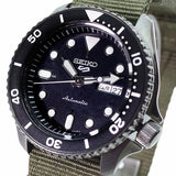 Seiko 5 Sport Automatic Black Dial Green Nylon Strap Watch For Men - SRPD65K4 Authentic Buy Shop Now
