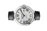 Cartier Ballon Bleu de Cartier Silver Dial Black Leather Strap Watch for Men - WSBB0026 Authentic Buy Shop Now
