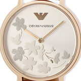 Emporio Armani Kappa Classic Quartz Silver Dial Red Leather Strap Watch For Women - AR11114 Authentic Buy Shop Now
