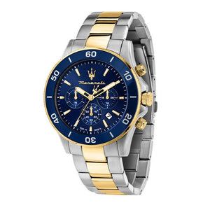Maserati Competizione Chronograph Blue Dial Two Tone Steel Strap Watch For Men - R8873600006 Authentic Buy Shop Now
