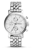 Fossil Boyfriend Chronograph Silver Dial Silver Steel Strap Watch for Women - ES2198 Authentic Buy Shop Now