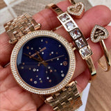 Michael Kors Darci Blue Dial Rose Gold Steel Strap Watch for Women - MK3728 Authentic Buy Shop Now