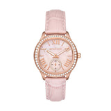 Michael Kors Sage Three-Hand Mother of Pearl Pink Dial Pink Leather Strap Watch for Women - MK4820 Authentic Buy Shop Now