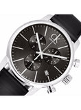 Calvin Klein City Chronograph Black Dial Black Leather Strap Watch for Men - K2G271C3 Authentic Buy Shop Now